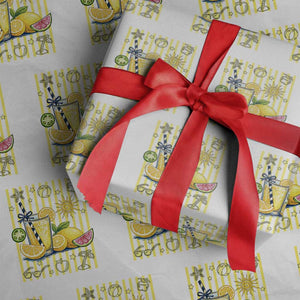 Striped Summer Lemonade Wrapping Paper Roll Preppy Brushstroke Aesthetic Graphic TS12 White Print Your Wear