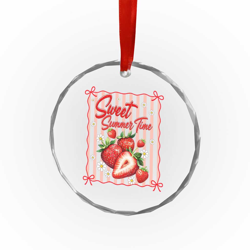 Striped Summer Strawberry Crystal Glass Ornament Preppy Beach Vibes Graphic TS12 Print Your Wear