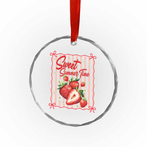 Striped Summer Strawberry Crystal Glass Ornament Preppy Beach Vibes Graphic TS12 Print Your Wear
