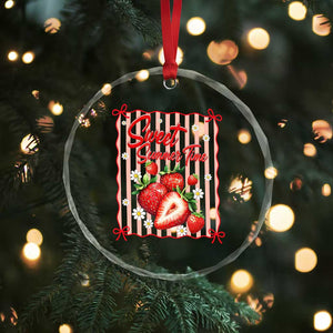 Striped Summer Strawberry Crystal Glass Ornament Preppy Beach Vibes Graphic TS12 Print Your Wear