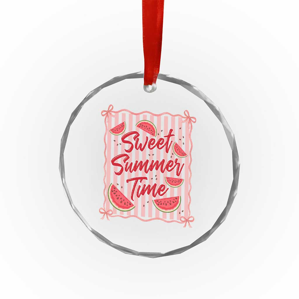 Striped Watermelon Beach Vibes Graphic Crystal Glass Ornament Sweet Summer Time TS12 Print Your Wear