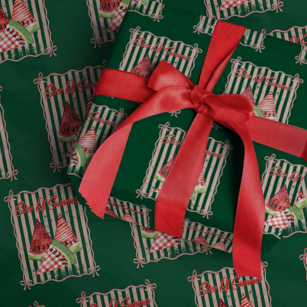 Striped Watermelon Beach Vibes Graphic Wrapping Paper Roll Slice Of Summer