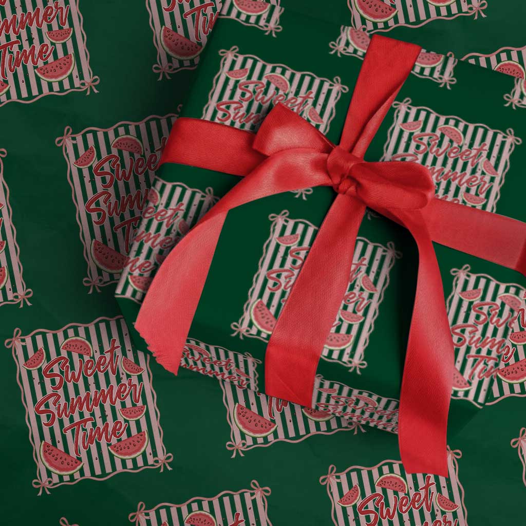 Striped Watermelon Beach Vibes Graphic Wrapping Paper Roll Sweet Summer Time