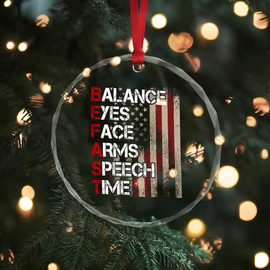 Stroke Awareness Crystal Glass Ornament BEFAST Stroke Symptoms Vintage American Flag TS11 Print Your Wear