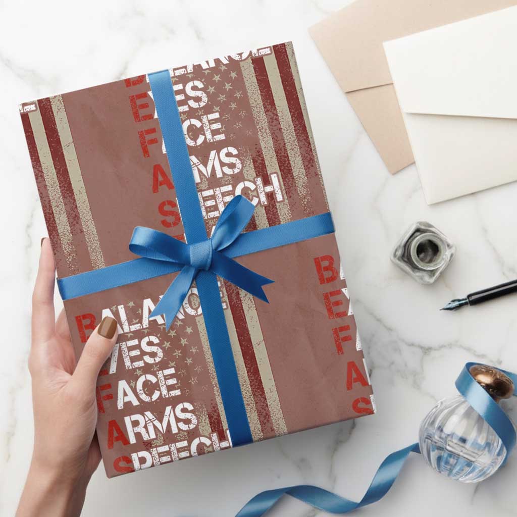 Stroke Awareness Wrapping Paper Roll BEFAST Stroke Symptoms Vintage American Flag TS11 Mocha Print Your Wear