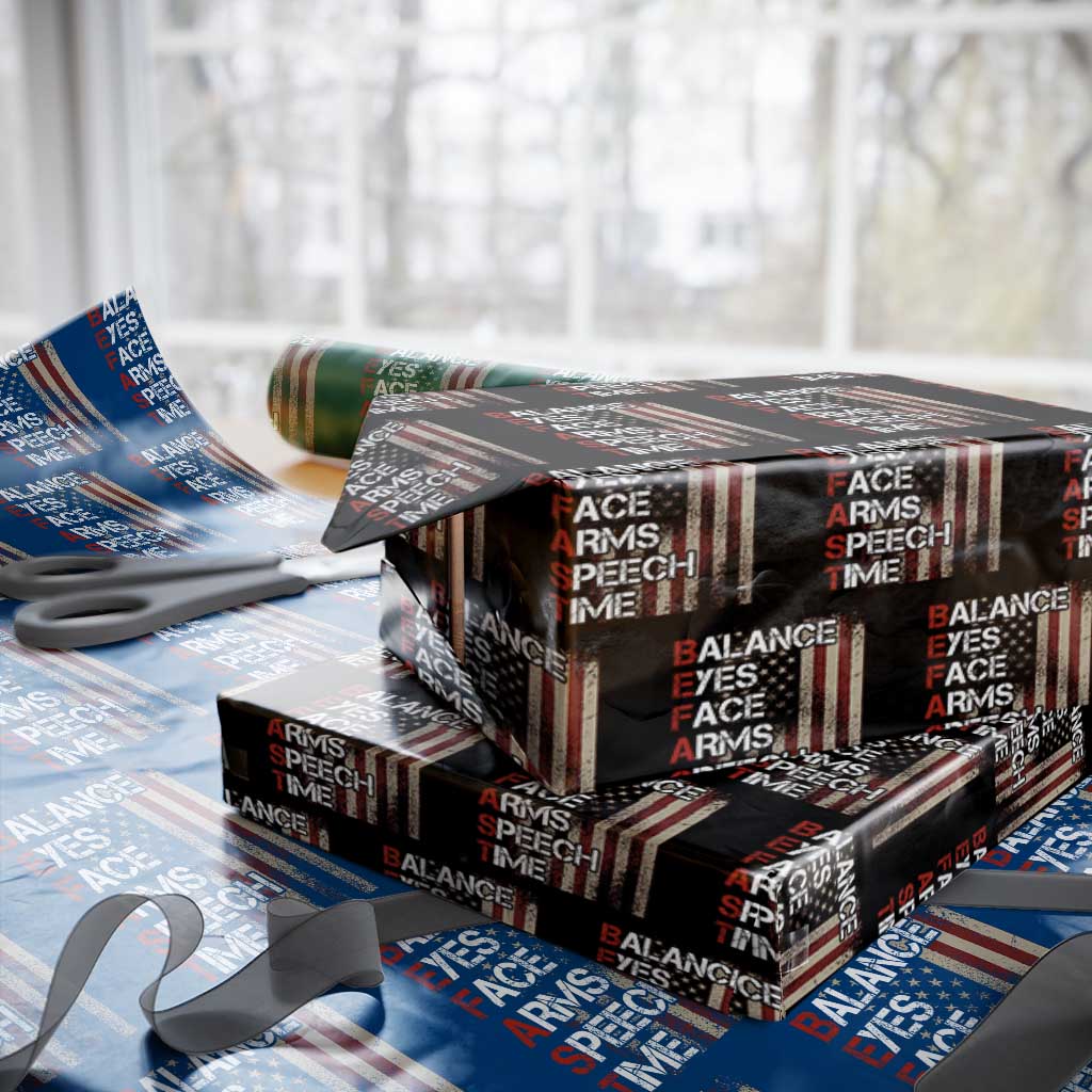 Stroke Awareness Wrapping Paper Roll BEFAST Stroke Symptoms Vintage American Flag TS11 Black Print Your Wear