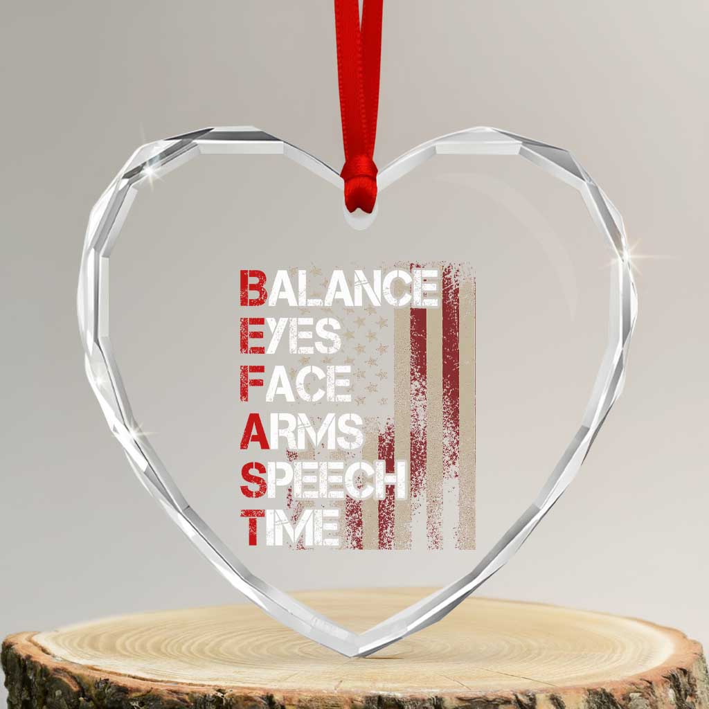 Stroke Awareness Heart Crystal Glass Ornament BEFAST Stroke Symptoms Vintage American Flag TS11 Transparent Glass 3'' Heart Print Your Wear