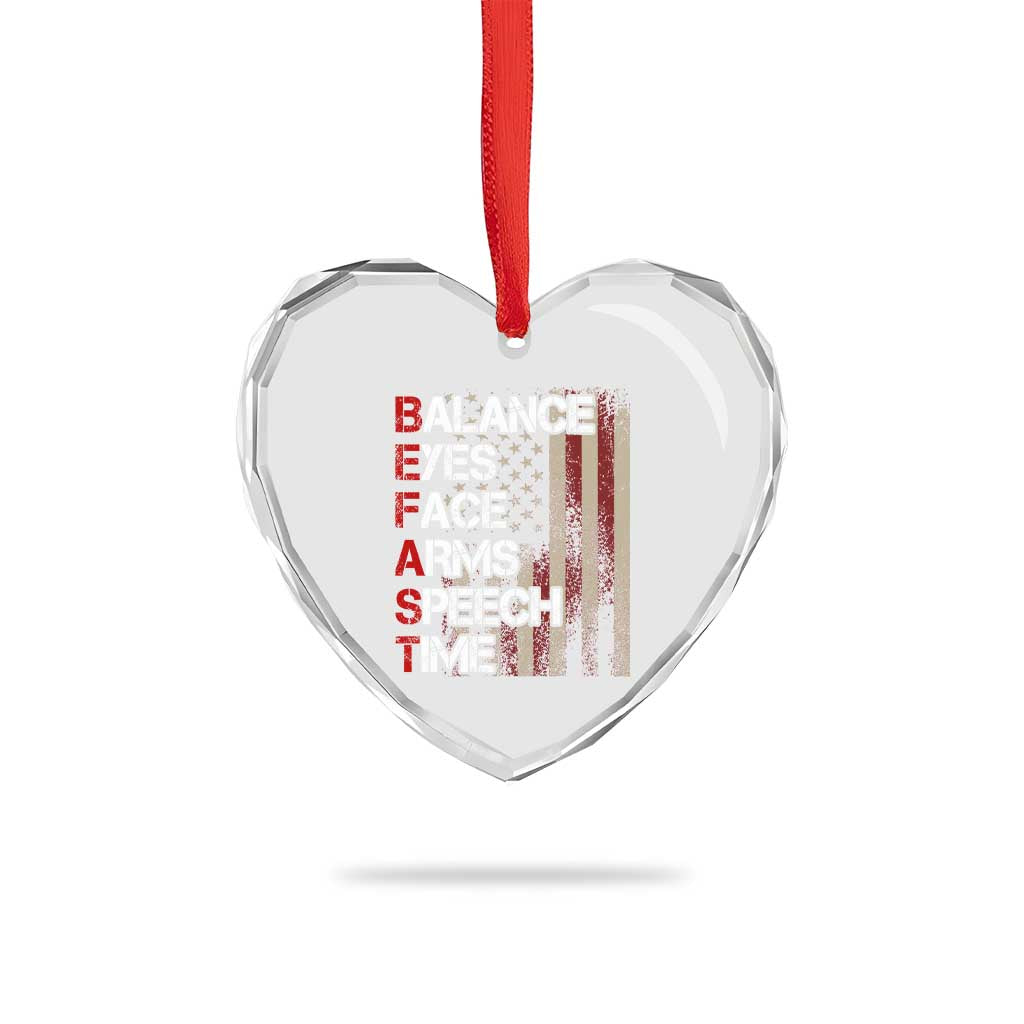 Stroke Awareness Heart Crystal Glass Ornament BEFAST Stroke Symptoms Vintage American Flag TS11 Print Your Wear