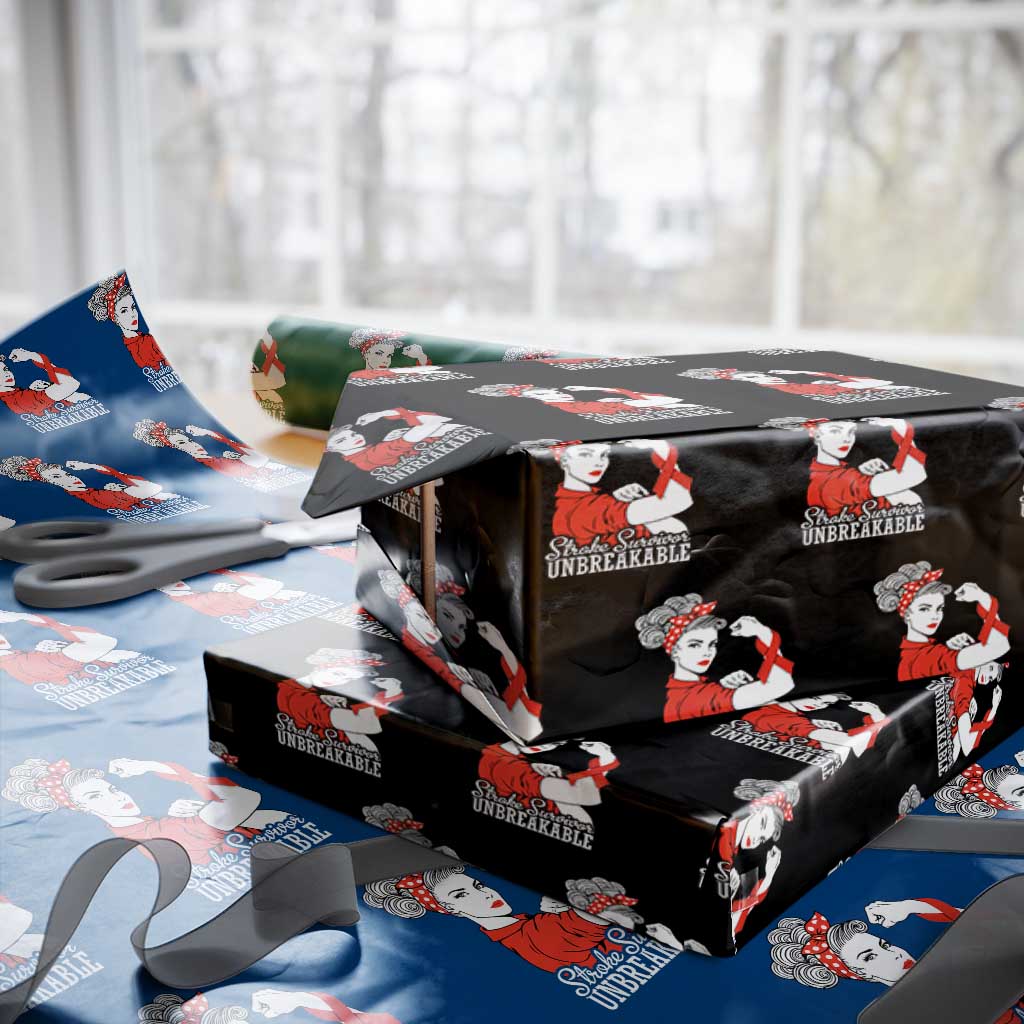 Stroke Survivor Unbreakable Wrapping Paper Roll Stroke Awareness Gift TS11 Black Print Your Wear