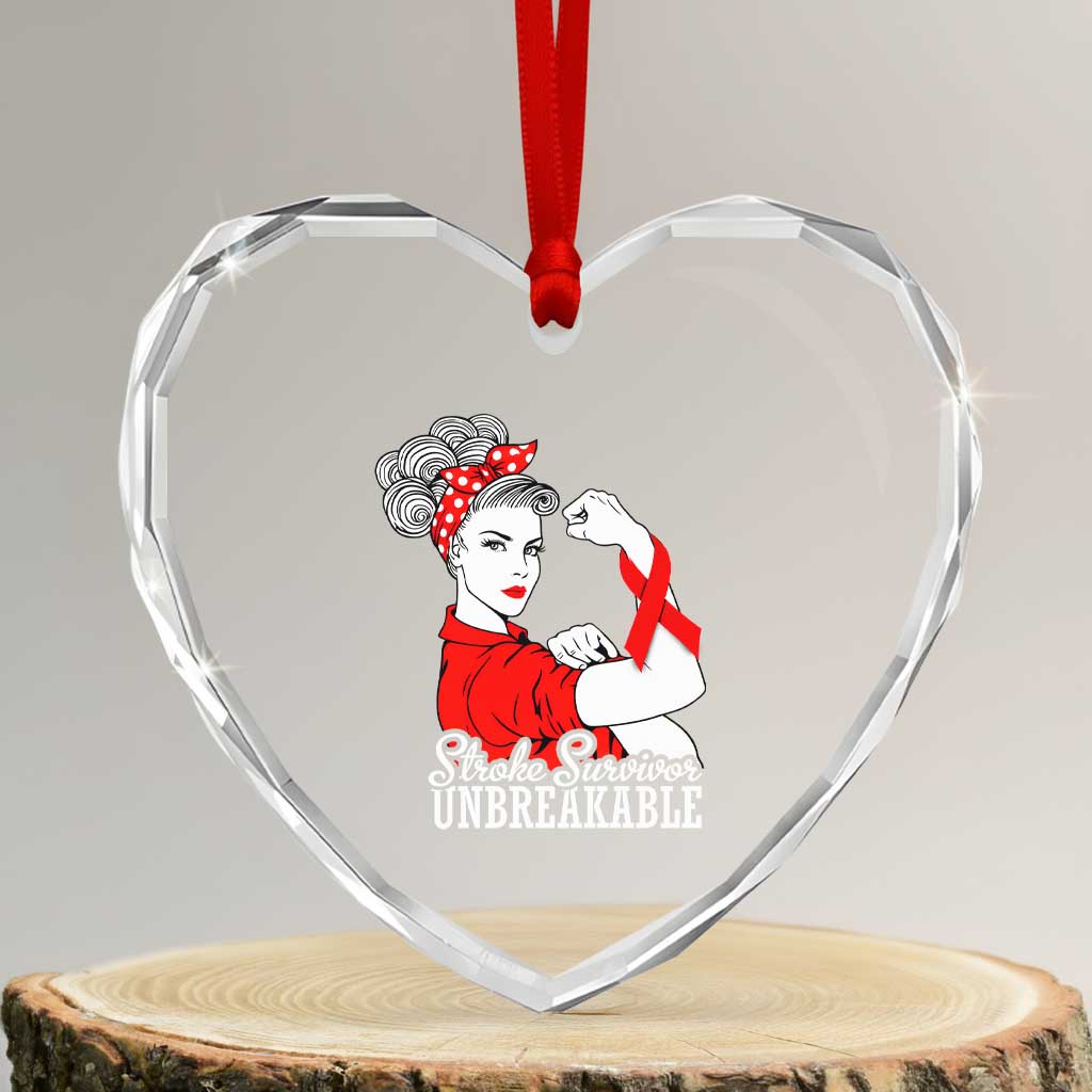 Stroke Survivor Unbreakable Heart Crystal Glass Ornament Stroke Awareness Gift TS11 Transparent Glass 3'' Heart Print Your Wear