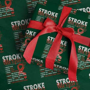 Stroke Warrior Wrapping Paper Roll I Know Pain Fear Feather Red Ribbon TS11 Green Print Your Wear