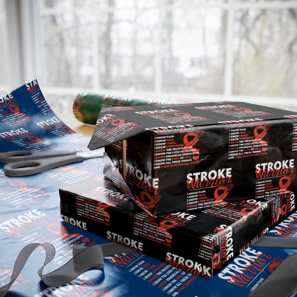 Stroke Warrior Wrapping Paper Roll I Know Pain Fear Feather Red Ribbon TS11 Black Print Your Wear