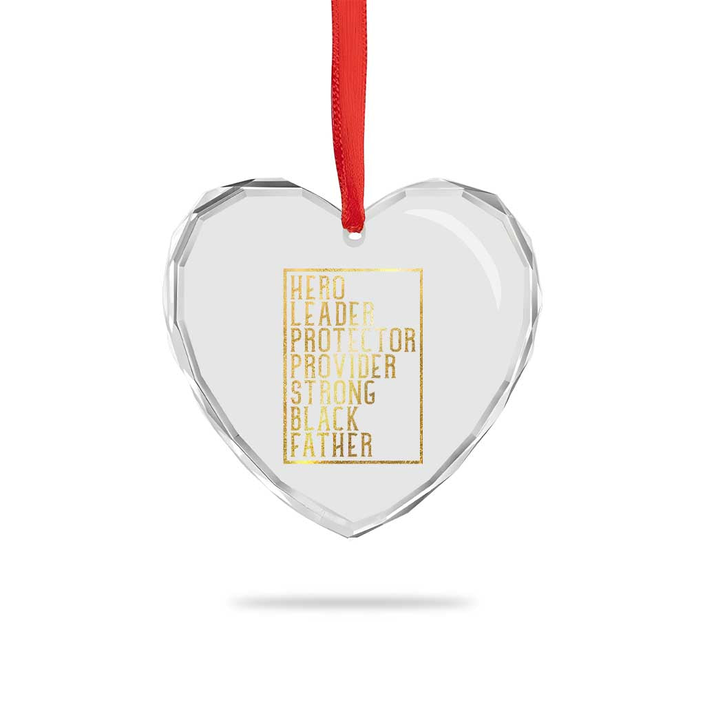 Strong Black Father Heart Crystal Glass Ornament Hero Leader Provider Protector Gift