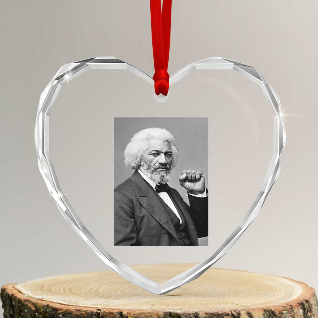 Strong Black History Leader Heart Crystal Glass Ornament Frederick Douglass Empowerment TS12 Transparent Glass 3'' Heart Print Your Wear