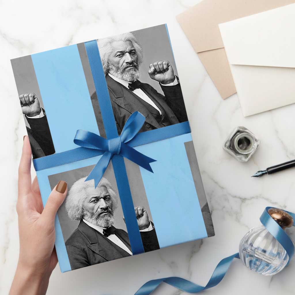 Strong Black History Leader Wrapping Paper Roll Frederick Douglass Empowerment TS12 Light Blue Print Your Wear