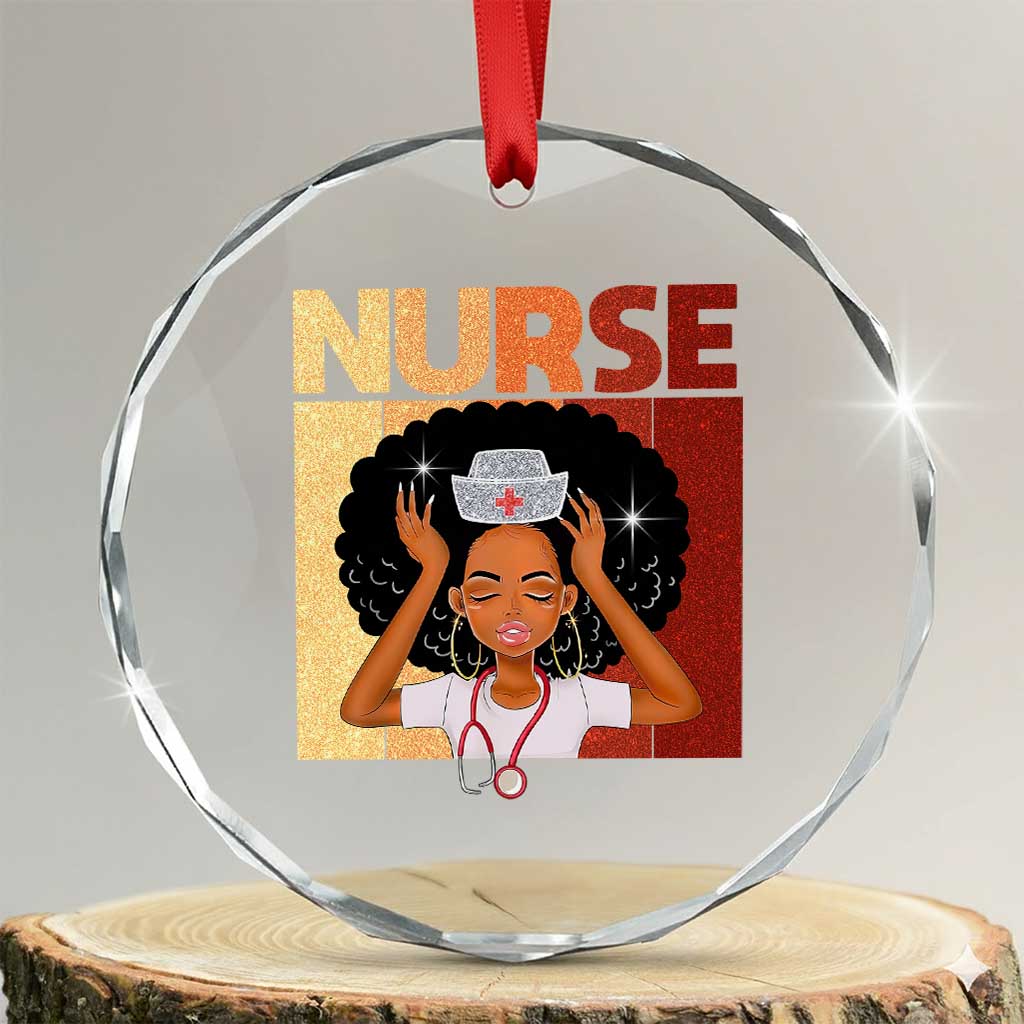 Strong Black Nurse Crystal Glass Ornament Black History Medical Professional Gift TS12 Transparent Glass 3'' Circle Print Your Wear