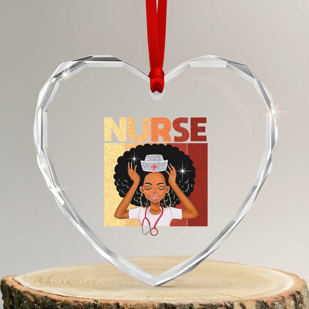 Strong Black Nurse Heart Crystal Glass Ornament Black History Medical Professional Gift TS12 Transparent Glass 3'' Heart Print Your Wear