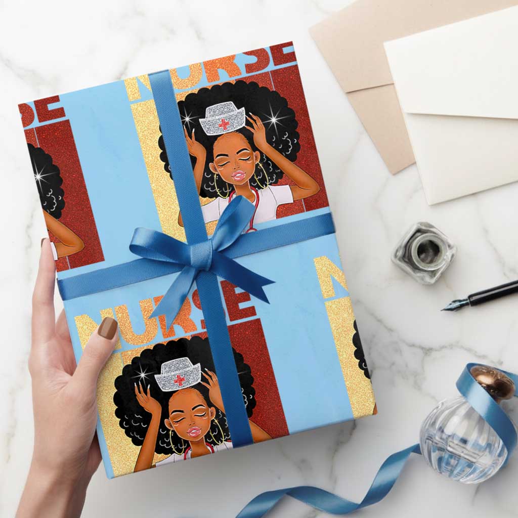 Strong Black Nurse Wrapping Paper Roll Black History Medical Professional Gift TS12 Light Blue Print Your Wear
