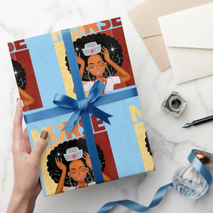 Strong Black Nurse Wrapping Paper Roll Black History Medical Professional Gift TS12 Light Blue Print Your Wear