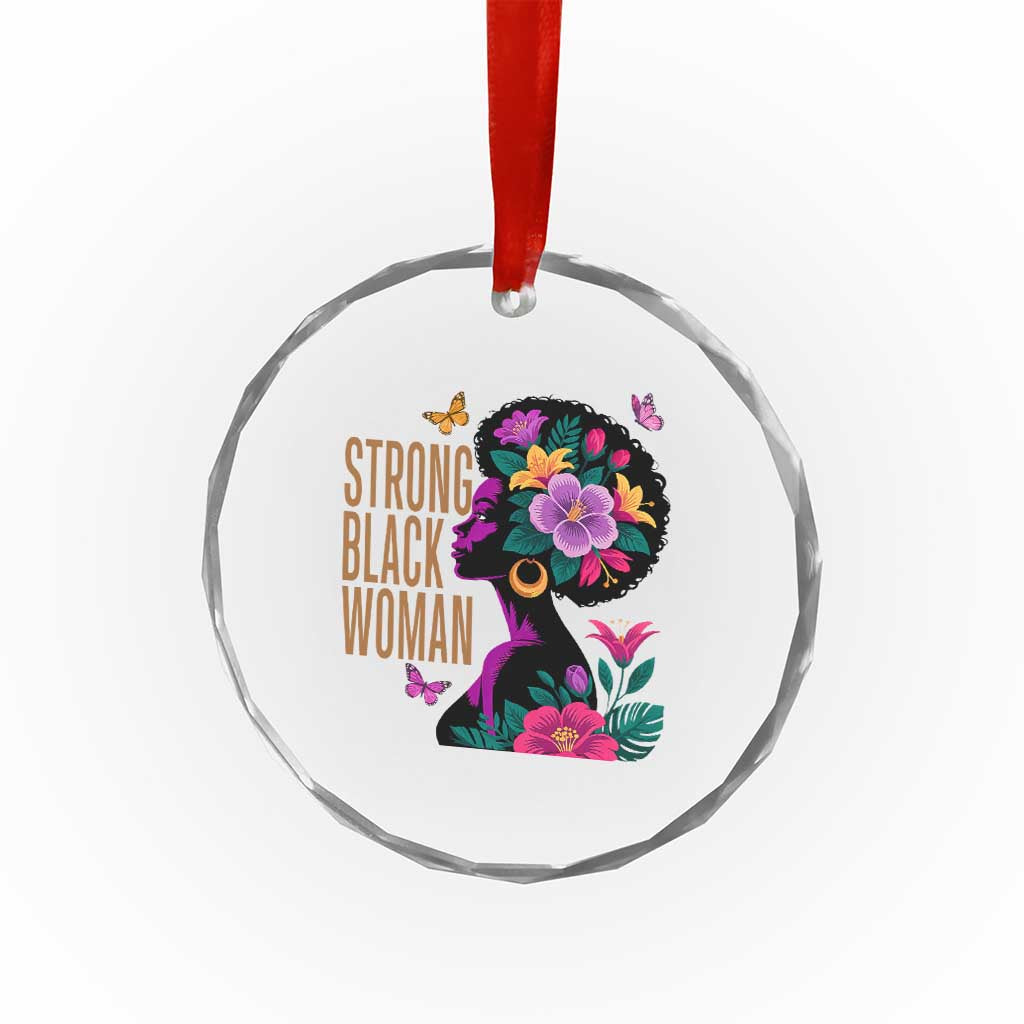 Strong Black Woman Floral Afro Crystal Glass Ornament Empowering Black Queen Pride Celebrating Melanin and Strength TS02 Print Your Wear