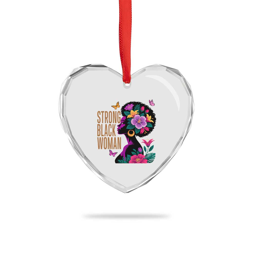 Strong Black Woman Floral Afro Heart Crystal Glass Ornament Empowering Black Queen Pride Celebrating Melanin and Strength TS02 Print Your Wear