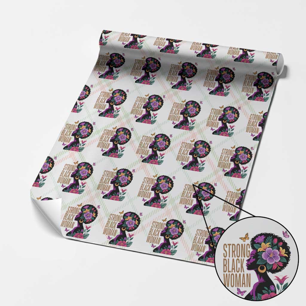 Strong Black Woman Floral Afro Wrapping Paper Roll Empowering Black Queen Pride Celebrating Melanin and Strength TS02 Christmas Plaid Print Your Wear