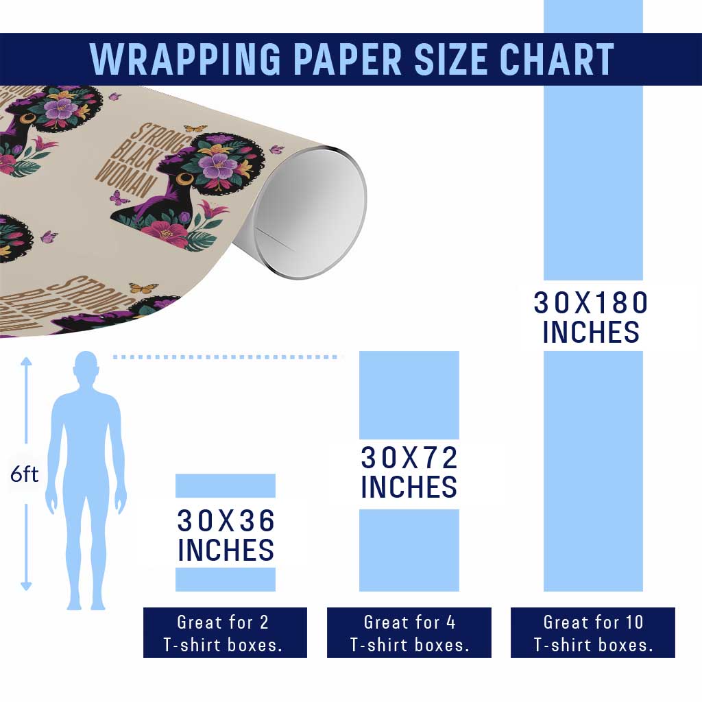 Strong Black Woman Floral Afro Wrapping Paper Roll Empowering Black Queen Pride Celebrating Melanin and Strength TS02 Print Your Wear