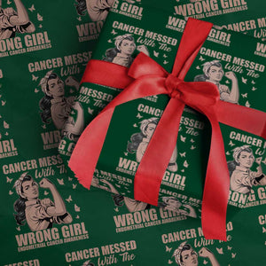 Strong Girl Endometrial Cancer Wrapping Paper Roll Cancer Messed With The Wrong Girl