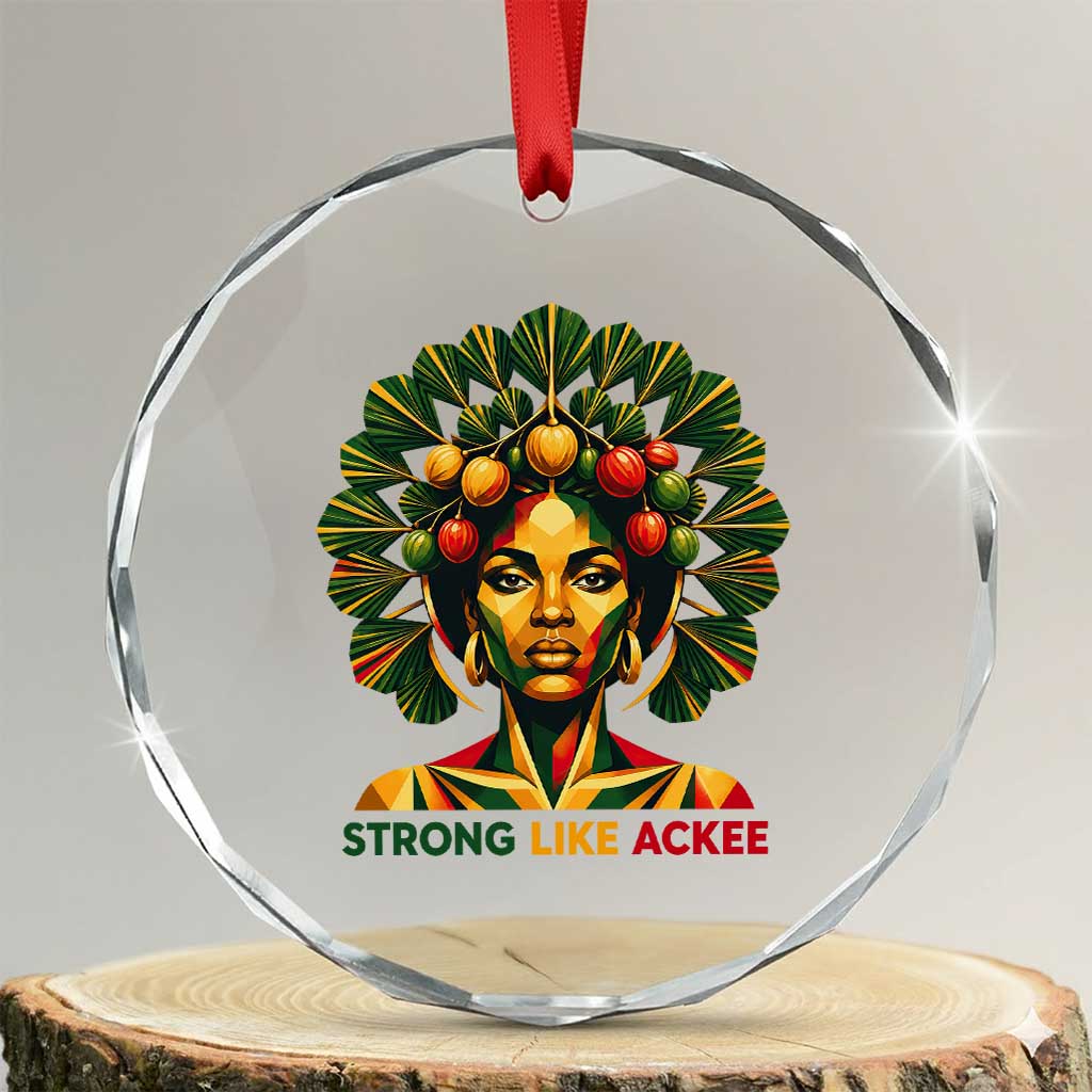 Strong Like Ackee Empowered Woman Crystal Glass Ornament Jamaican National Fruit Heritage Pride TS02 Transparent Glass 3'' Circle Print Your Wear