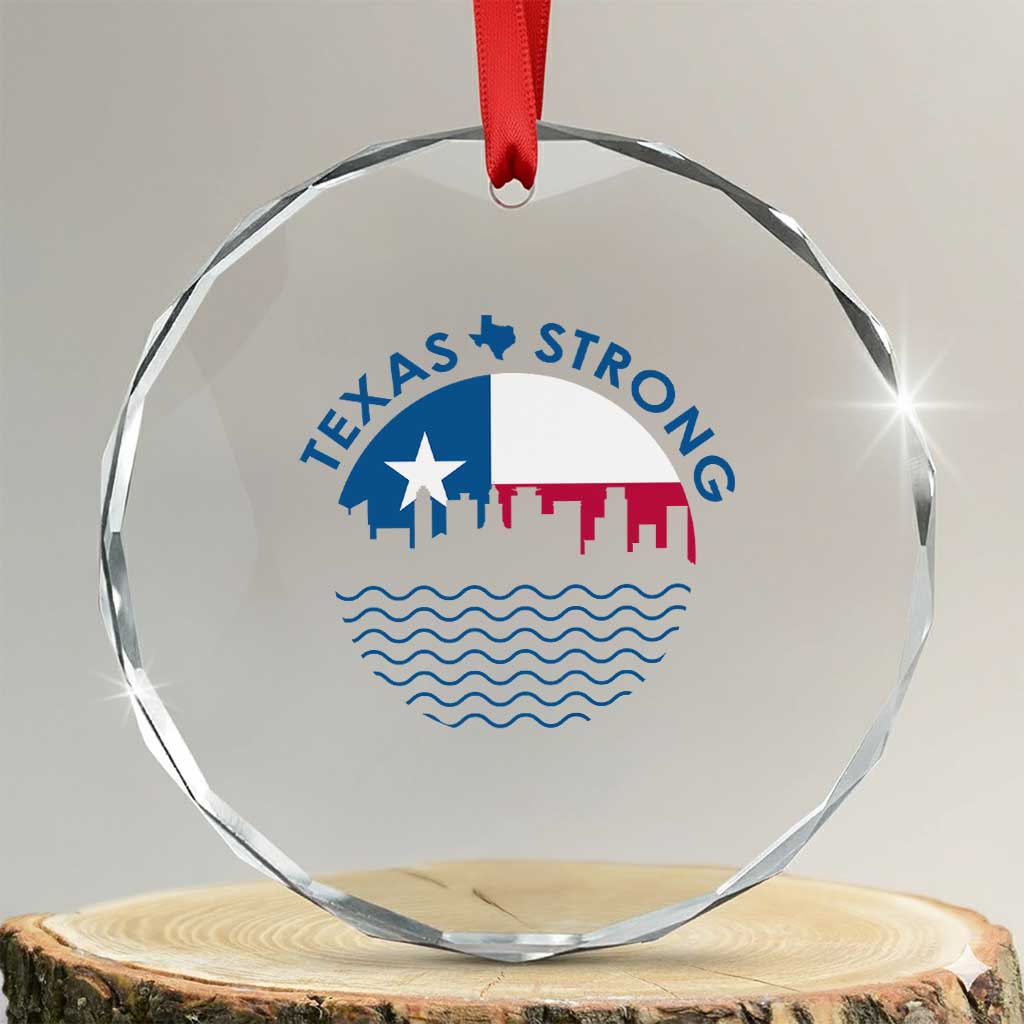 Strong Texas Crystal Glass Ornament Retro Flag Resilient Texans Pride TS02 Transparent Glass 3'' Circle Print Your Wear