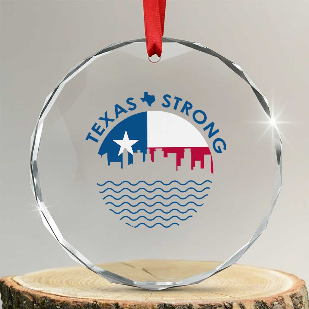 Strong Texas Crystal Glass Ornament Retro Flag Resilient Texans Pride TS02 Transparent Glass 3'' Circle Print Your Wear