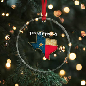 Strong Texas Crystal Glass Ornament Retro Lone Star State Pride Distressed Flag TS02 Print Your Wear
