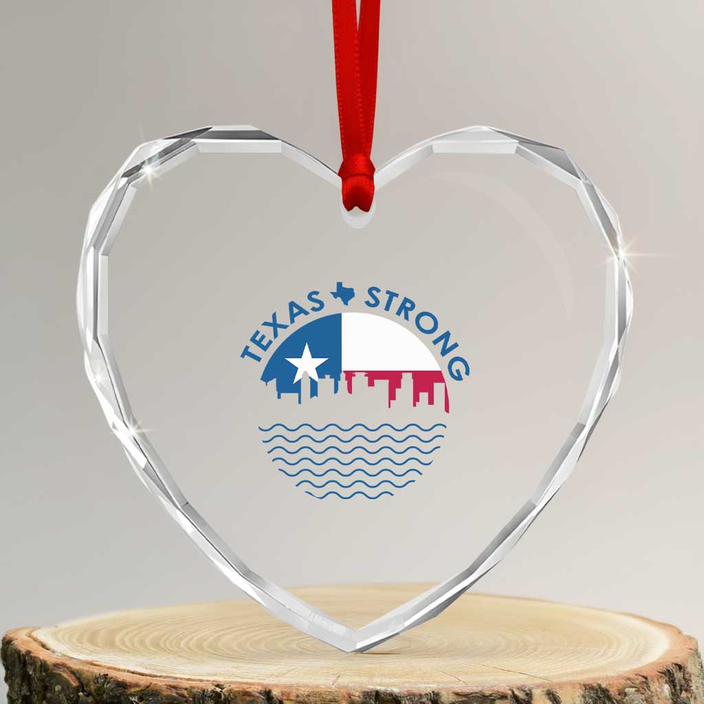 Strong Texas Heart Crystal Glass Ornament Retro Flag Resilient Texans Pride TS02 Transparent Glass 3'' Heart Print Your Wear