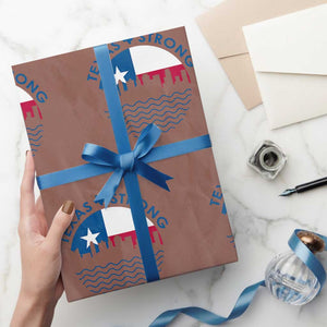 Strong Texas Wrapping Paper Roll Retro Flag Resilient Texans Pride TS02 Mocha Print Your Wear