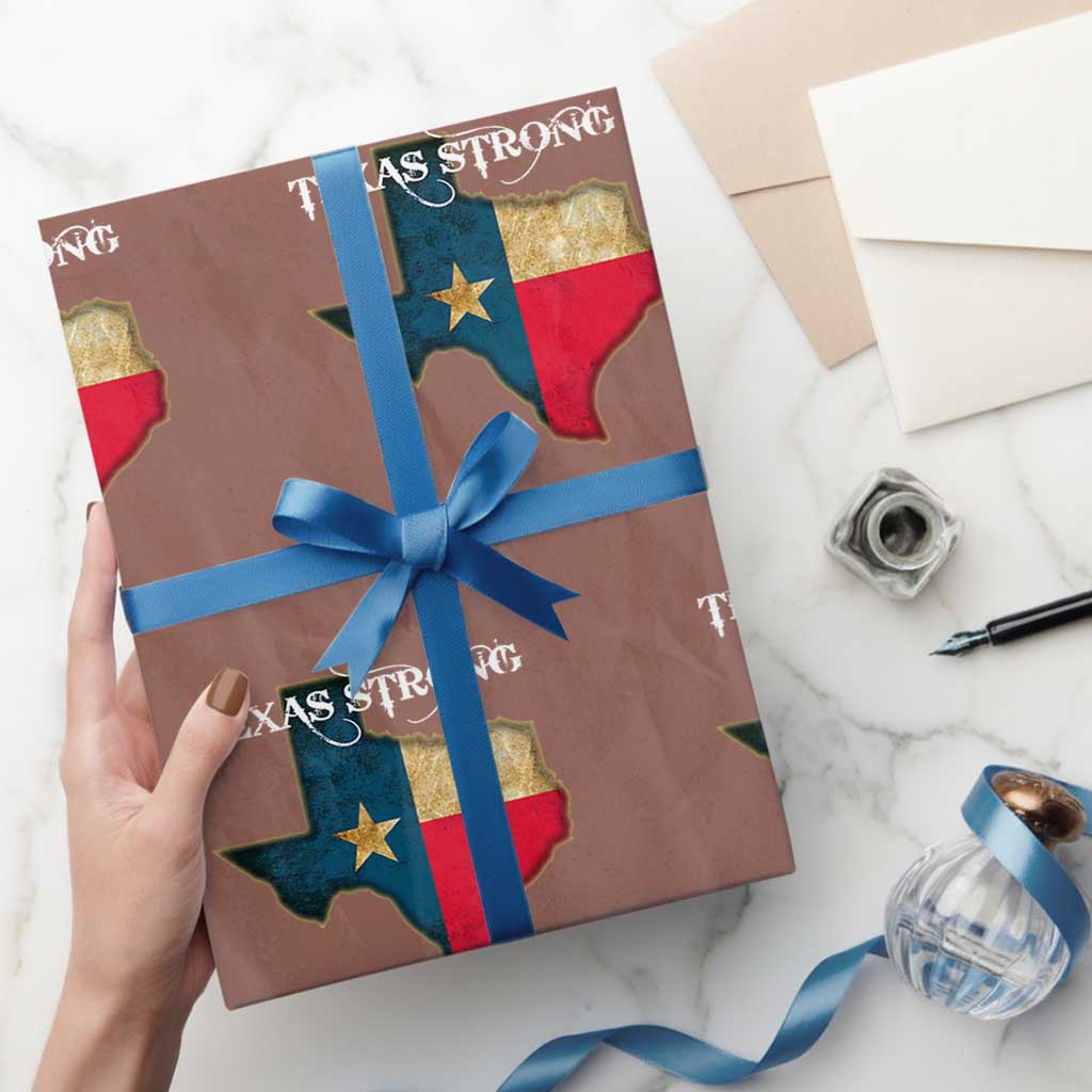 Strong Texas Wrapping Paper Roll Retro Lone Star State Pride Distressed Flag TS02 Mocha Print Your Wear