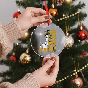 Strong Woman Football Game Day Crystal Glass Ornament Black And Gold City Pride