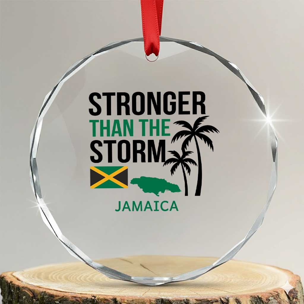 Stronger Than The Storm Jamaica Crystal Glass Ornament Resilience and Hope Hurricane Awareness TS02 Transparent Glass 3'' Circle Print Your Wear