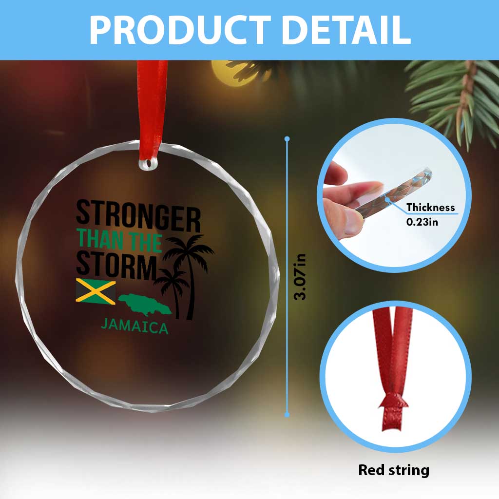 Stronger Than The Storm Jamaica Crystal Glass Ornament Resilience and Hope Hurricane Awareness TS02 Print Your Wear