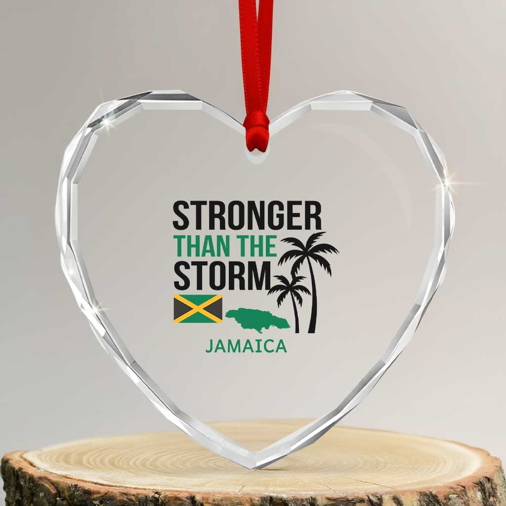 Stronger Than The Storm Jamaica Heart Crystal Glass Ornament Resilience and Hope Hurricane Awareness TS02 Transparent Glass 3'' Heart Print Your Wear