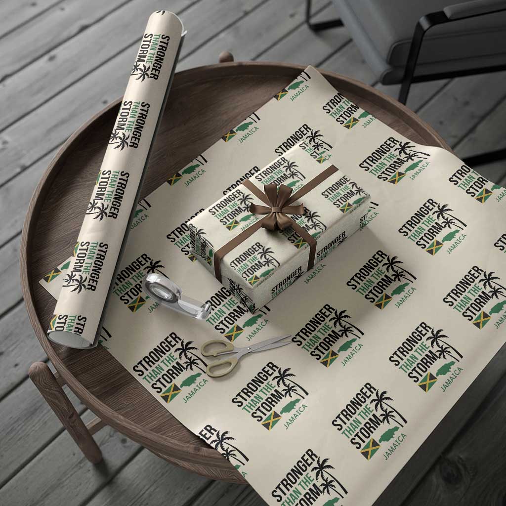 Stronger Than The Storm Jamaica Wrapping Paper Roll Resilience and Hope Hurricane Awareness TS02 Beige Print Your Wear