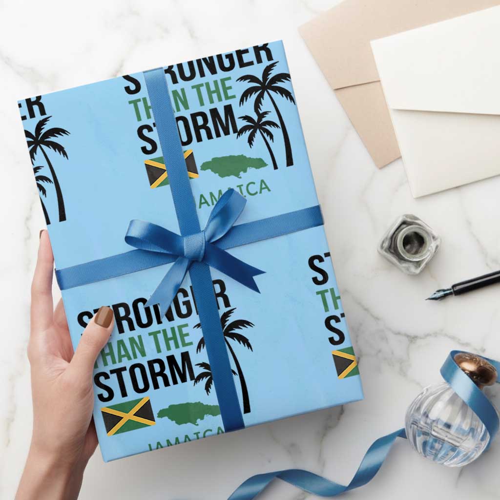 Stronger Than The Storm Jamaica Wrapping Paper Roll Resilience and Hope Hurricane Awareness TS02 Light Blue Print Your Wear