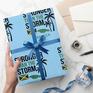 Stronger Than The Storm Jamaica Wrapping Paper Roll Resilience and Hope Hurricane Awareness TS02 Light Blue Print Your Wear