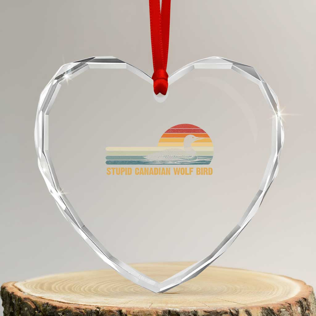 Stupid Canadian Wolf Bird Heart Crystal Glass Ornament Retro LGBT Hockey Fan TS10 Transparent Glass 3'' Heart Print Your Wear