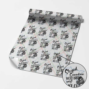 Stupid Canadian Wolf Bird Says Ice Out Wrapping Paper Roll Funny Activist Loon Minnesota Rebel TS02 Christmas Plaid Print Your Wear