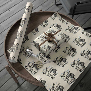 Stupid Canadian Wolf Bird Says Ice Out Wrapping Paper Roll Funny Activist Loon Minnesota Rebel TS02 Beige Print Your Wear