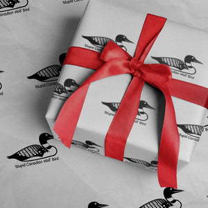 Stupid Canadian Wolf Bird Wrapping Paper Roll Funny Common Loon Meme Dry Humor TS02 White Print Your Wear
