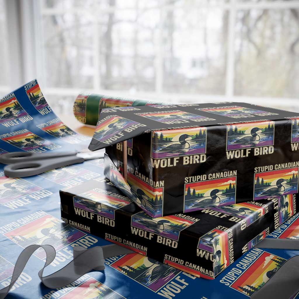 Stupid Canadian Wolf Bird Wrapping Paper Roll Funny Common Loon Meme LGBT Hockey TS11 Black Print Your Wear