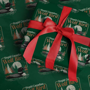 Stupid Canadian Wolf Bird Wrapping Paper Roll Retro LGBT Hockey Fan Romance TS10 Green Print Your Wear
