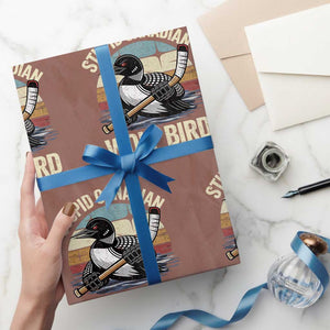 Stupid Canadian Wolf Bird Wrapping Paper Roll Retro Romance Hockey LGBT Book Movie Fans Gift TS10 Mocha Print Your Wear
