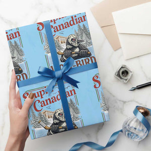 Stupid Canadian Wolf Bird Wrapping Paper Roll Vintage Heated Hookey Loon Meme TS10 Light Blue Print Your Wear